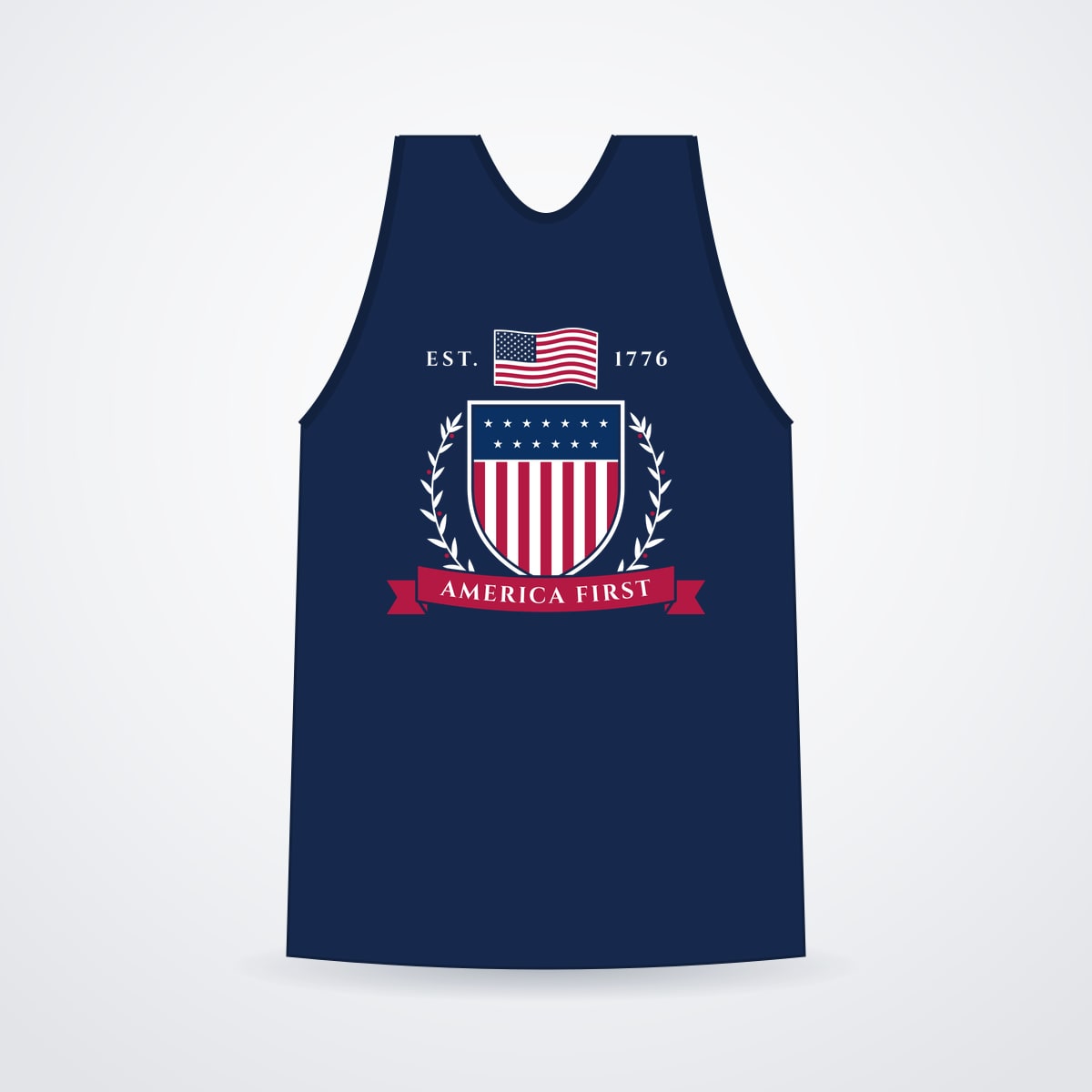 America First Crest Garment-Dyed Tank in True Navy